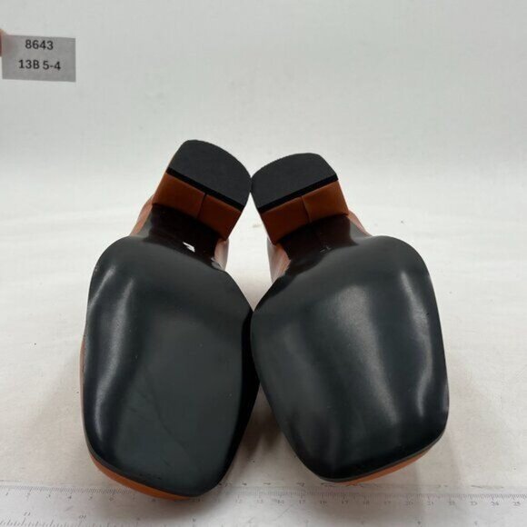 YDN Brown Square Toe Loafers Slip on Block Low Heel Pump Buckle Formal Wear Shoe - Picture 7 of 8